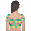 Checkerboard-pastel-squares- Velvet Short Sleeve Crop Top  View2