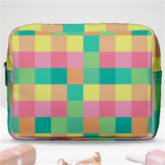 Checkerboard-pastel-squares- Make Up Pouch (large) by Semog4