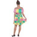 Checkerboard-pastel-squares- Off Shoulder Velour Dress View2