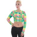 Checkerboard-pastel-squares- Long Sleeve Cropped Velvet Jacket View1