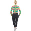 Checkerboard-pastel-squares- Long Sleeve Cropped Velvet Jacket View2