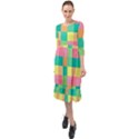 Checkerboard-pastel-squares- Ruffle End Midi Chiffon Dress View1