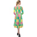 Checkerboard-pastel-squares- Ruffle End Midi Chiffon Dress View2