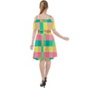 Checkerboard-pastel-squares- Cut Out Shoulders Chiffon Dress View2