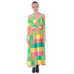 Checkerboard-pastel-squares- Button Up Maxi Dress by Semog4