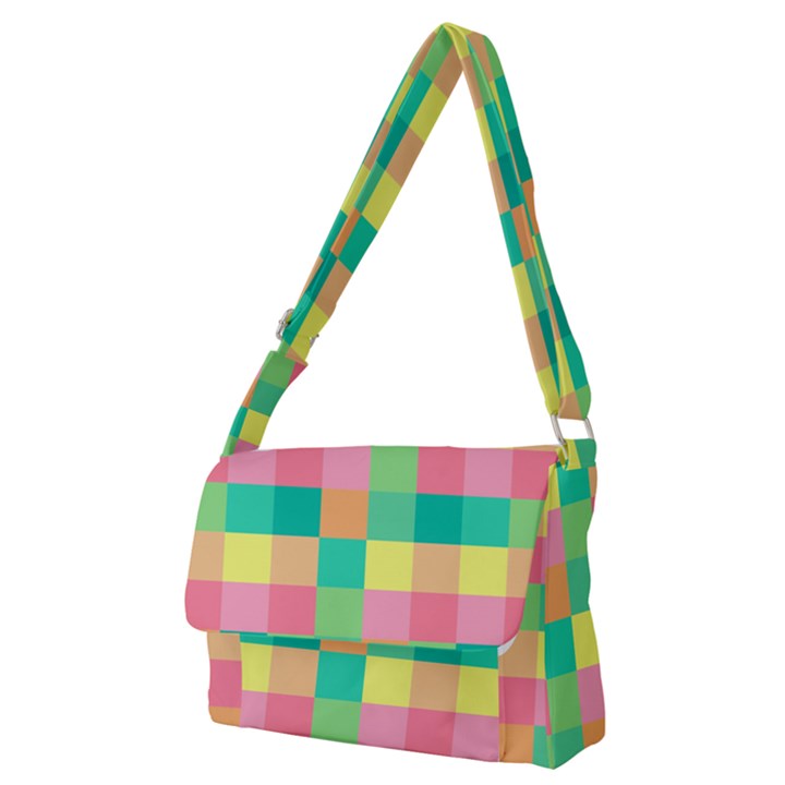 Checkerboard-pastel-squares- Full Print Messenger Bag (M)