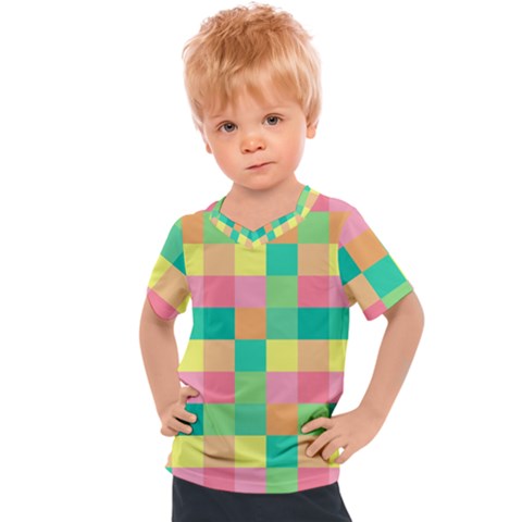 Checkerboard-pastel-squares- Kids  Sports Tee by Semog4