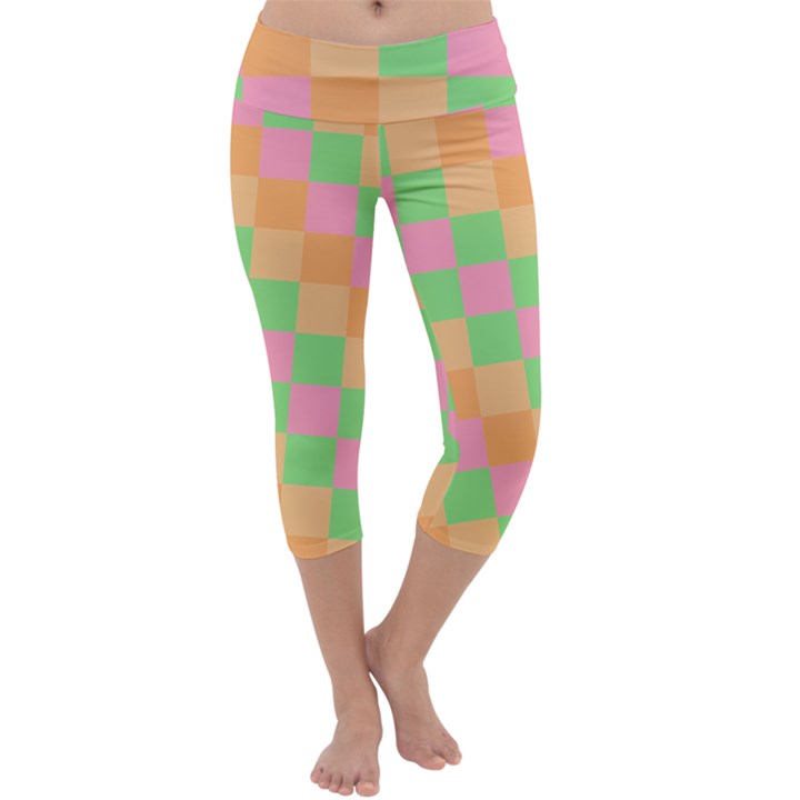 Checkerboard-pastel-squares Capri Yoga Leggings