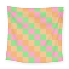 Checkerboard-pastel-squares Square Tapestry (large) by Semog4