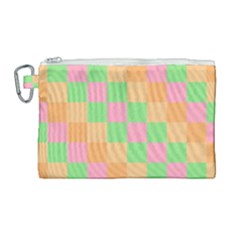 Checkerboard-pastel-squares Canvas Cosmetic Bag (large) by Semog4