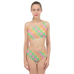 Checkerboard-pastel-squares Spliced Up Two Piece Swimsuit by Semog4