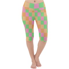 Checkerboard-pastel-squares Lightweight Velour Cropped Yoga Leggings by Semog4