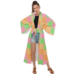 Checkerboard-pastel-squares Maxi Kimono by Semog4