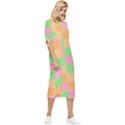 Checkerboard-pastel-squares Bow Sleeve Chiffon Midi Dress View3