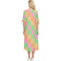 Checkerboard-pastel-squares Bow Sleeve Chiffon Midi Dress View4