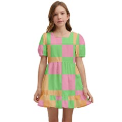 Checkerboard-pastel-squares Kids  Short Sleeve Dolly Dress by Semog4