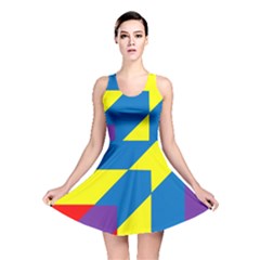 Colorful-red-yellow-blue-purple Reversible Skater Dress by Semog4