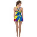 Colorful-red-yellow-blue-purple Ruffle Top Dress Swimsuit View2