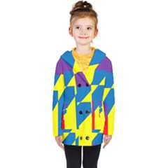 Colorful-red-yellow-blue-purple Kids  Double Breasted Button Coat by Semog4