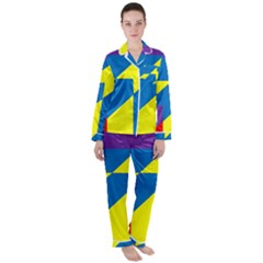 Colorful-red-yellow-blue-purple Women s Long Sleeve Satin Pajamas Set	 by Semog4