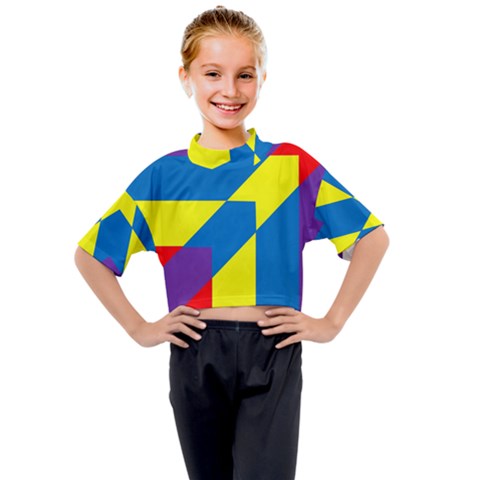 Colorful-red-yellow-blue-purple Kids Mock Neck Tee by Semog4