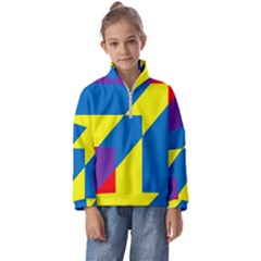 Colorful-red-yellow-blue-purple Kids  Half Zip Hoodie