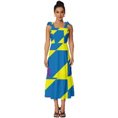 Colorful-red-yellow-blue-purple Tie-strap Tiered Midi Chiffon Dress by Semog4