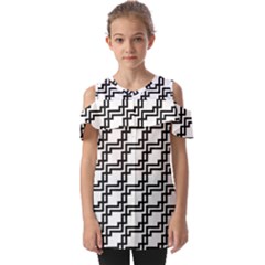 Pattern-monochrome-repeat Fold Over Open Sleeve Top by Semog4