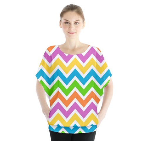 Chevron-pattern-design-texture Batwing Chiffon Blouse by Semog4