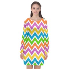 Chevron-pattern-design-texture Long Sleeve Chiffon Shift Dress  by Semog4