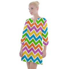 Chevron-pattern-design-texture Open Neck Shift Dress by Semog4