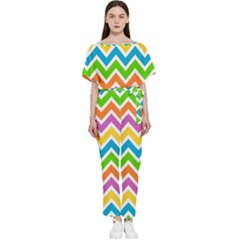 Chevron-pattern-design-texture Batwing Lightweight Chiffon Jumpsuit by Semog4