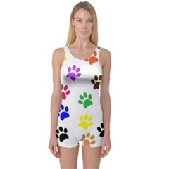 Pawprints-paw-prints-paw-animal One Piece Boyleg Swimsuit by Semog4