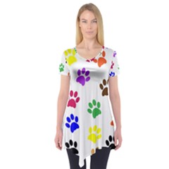 Pawprints-paw-prints-paw-animal Short Sleeve Tunic  by Semog4