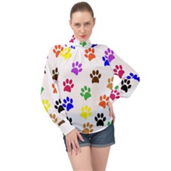 Pawprints-paw-prints-paw-animal High Neck Long Sleeve Chiffon Top by Semog4