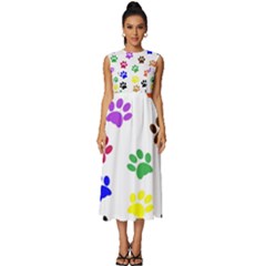 Pawprints-paw-prints-paw-animal Sleeveless Round Neck Midi Dress by Semog4