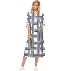 Seamless-stripe-pattern-lines Bow Sleeve Chiffon Midi Dress by Semog4