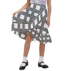 Seamless-stripe-pattern-lines Kids  Ruffle Flared Wrap Midi Skirt by Semog4