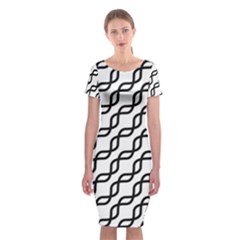 Diagonal-stripe-pattern Classic Short Sleeve Midi Dress by Semog4