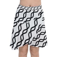 Diagonal-stripe-pattern Chiffon Wrap Front Skirt by Semog4