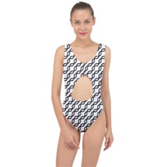 Diagonal-stripe-pattern Center Cut Out Swimsuit by Semog4