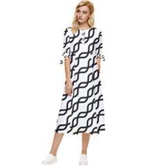 Diagonal-stripe-pattern Bow Sleeve Chiffon Midi Dress by Semog4