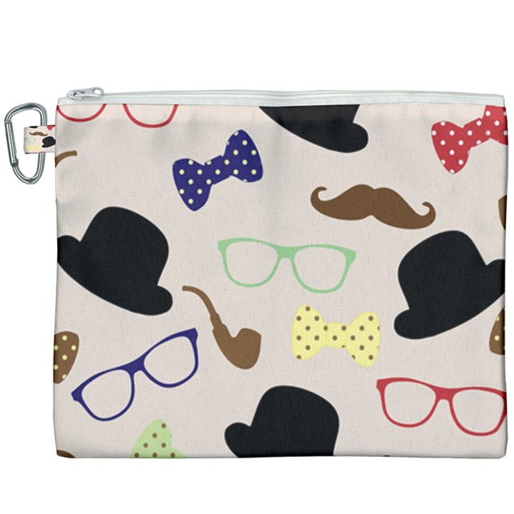 Moustache-hat-bowler-bowler-hat Canvas Cosmetic Bag (XXXL)