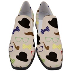 Moustache-hat-bowler-bowler-hat Women Slip On Heel Loafers by Semog4