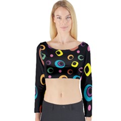 Abstract-background-retro-60s-70s Long Sleeve Crop Top by Semog4