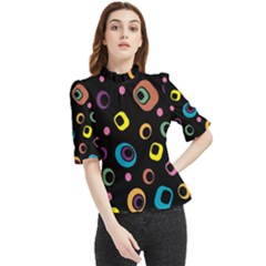 Abstract-background-retro-60s-70s Frill Neck Blouse