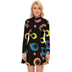 Abstract-background-retro-60s-70s Long Sleeve Velour Longline Dress by Semog4