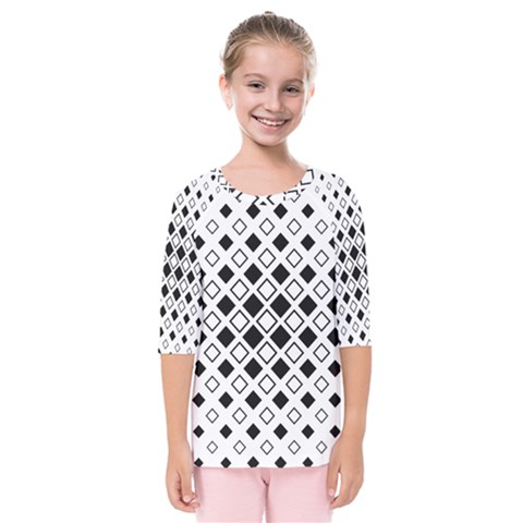 Square-diagonal-pattern-monochrome Kids  Quarter Sleeve Raglan Tee by Semog4