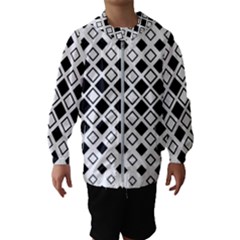 Square-diagonal-pattern-monochrome Kids  Hooded Windbreaker by Semog4