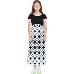 Square-diagonal-pattern-monochrome Kids  Flared Maxi Skirt by Semog4